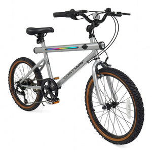 20 Inch LED-lit Cycling Bike with 2 Speakers and Ambient Lights for Men and Women-Silver
