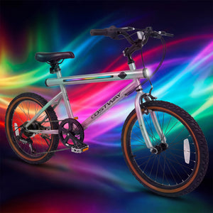 20 Inch LED-lit Cycling Bike with 2 Speakers and Ambient Lights for Men and Women-Silver