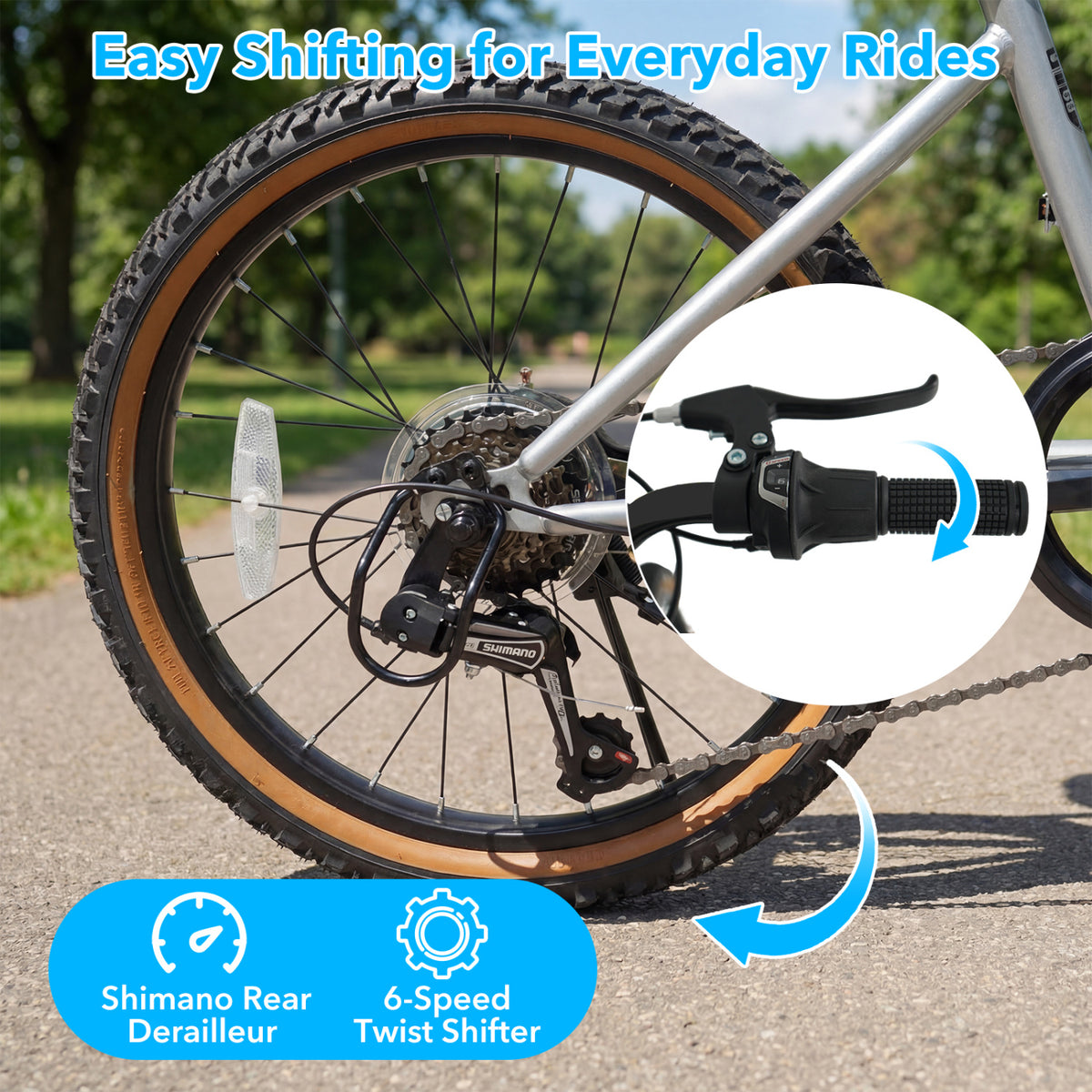 20 Inch LED-lit Cycling Bike with 2 Speakers and Ambient Lights for Men and Women-Silver