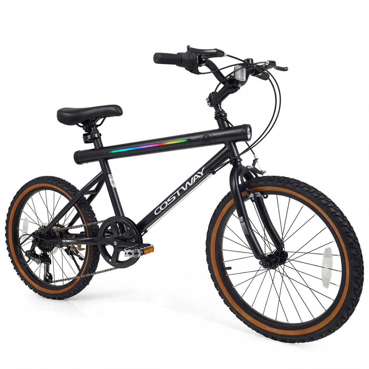 20 Inch LED-lit Cycling Bike with 2 Speakers and Ambient Lights for Men and Women-Black