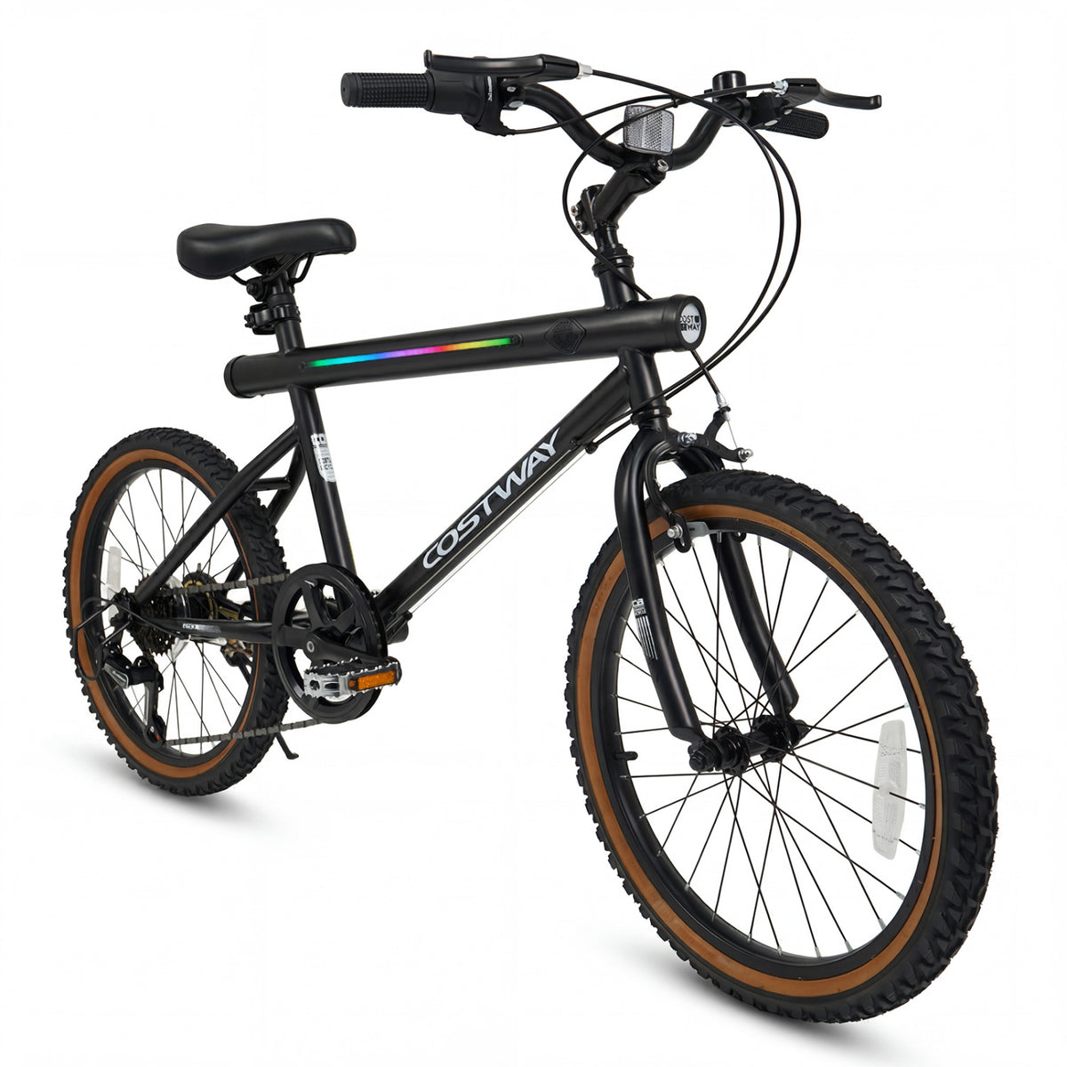 20 Inch LED-lit Cycling Bike with 2 Speakers and Ambient Lights for Men and Women-Black