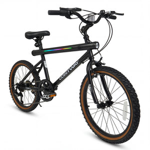20 Inch LED-lit Cycling Bike with 2 Speakers and Ambient Lights for Men and Women-Black