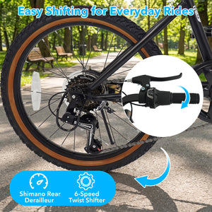 20 Inch LED-lit Cycling Bike with 2 Speakers and Ambient Lights for Men and Women-Black