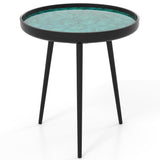 20 Inch Mid-century Modern Coffee End Table with Sea Shell Decoration-Green