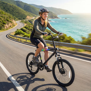 20 Inch Commuter Bicycle LED-lit with 6-Speed Shimano Twist Shifting and Stereo Speakers-Black