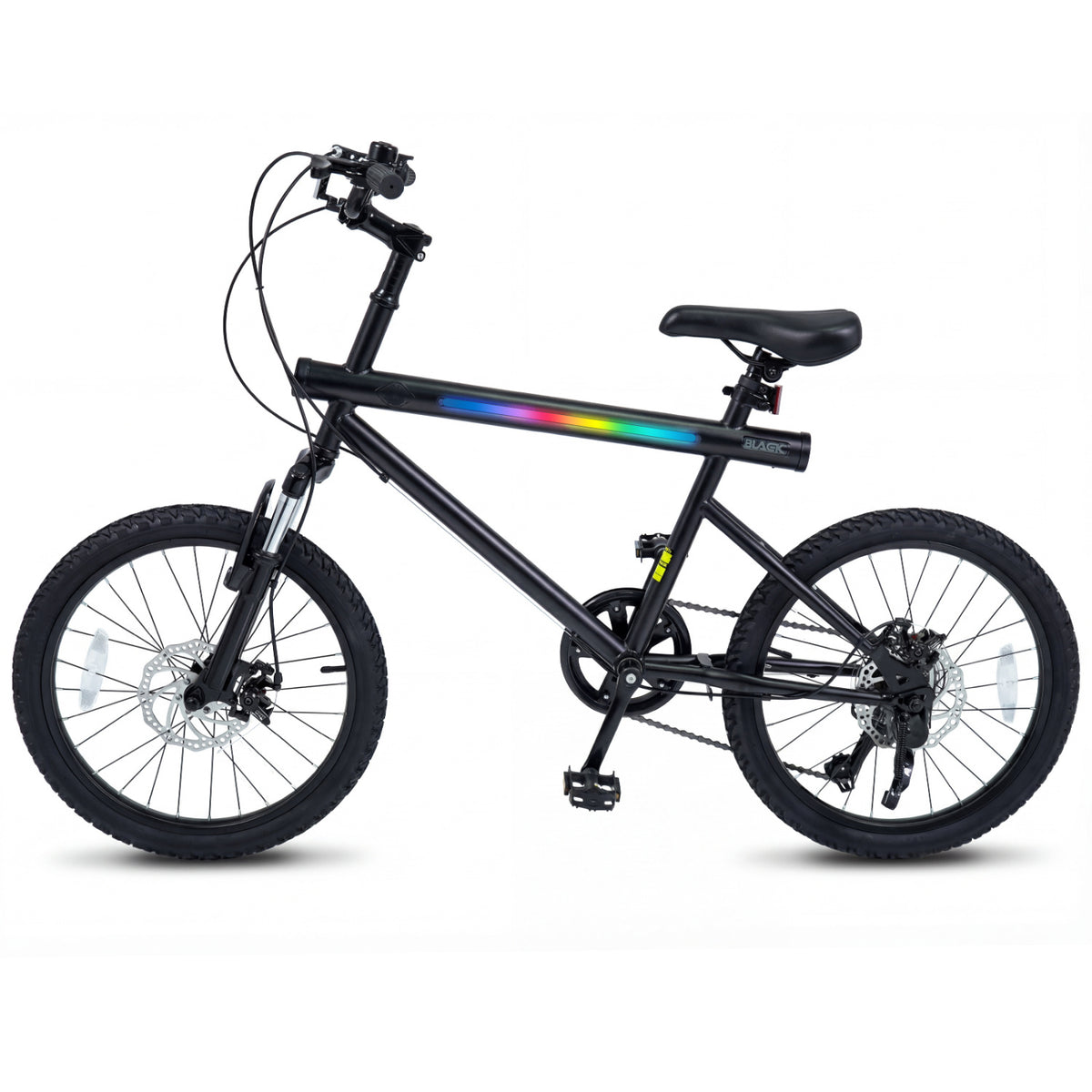 20 Inch Commuter Bicycle LED-lit with 6-Speed Shimano Twist Shifting and Stereo Speakers-Black