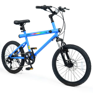 20 Inch Commuter Bicycle LED-lit with 6-Speed Shimano Twist Shifting and Stereo Speakers-Blue