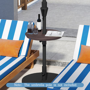 20 Inch Outdoor Adjustable Umbrella Table for 2 Sizes Patio Umbrella Pole-Coffee