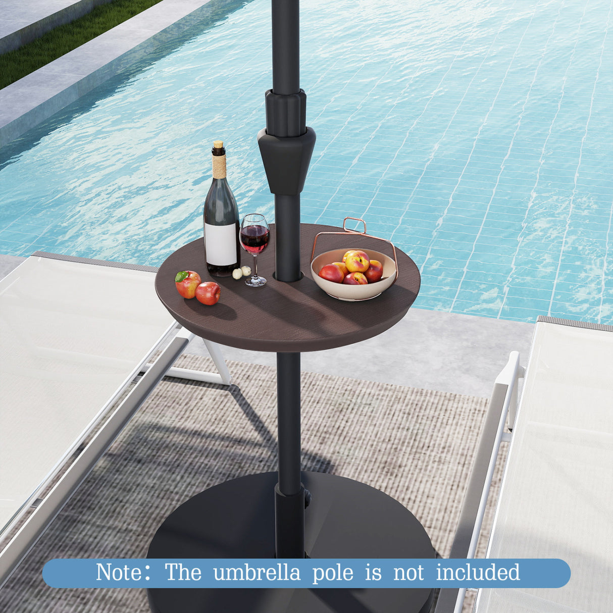20 Inch Outdoor Adjustable Umbrella Table for 2 Sizes Patio Umbrella Pole-Coffee