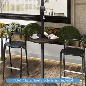 20 Inch Outdoor Adjustable Umbrella Table for 2 Sizes Patio Umbrella Pole-Coffee