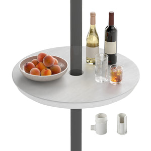 20 Inch Outdoor Adjustable Umbrella Table for 2 Sizes Patio Umbrella Pole-White