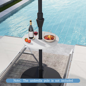 20 Inch Outdoor Adjustable Umbrella Table for 2 Sizes Patio Umbrella Pole-White