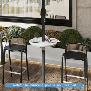 20 Inch Outdoor Adjustable Umbrella Table for 2 Sizes Patio Umbrella Pole-White