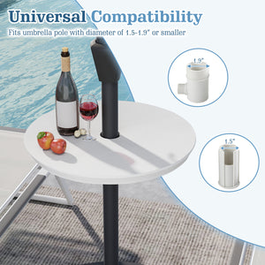 20 Inch Outdoor Adjustable Umbrella Table for 2 Sizes Patio Umbrella Pole-White