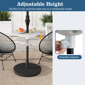 20 Inch Outdoor Adjustable Umbrella Table for 2 Sizes Patio Umbrella Pole-White