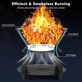 20 Inch Patio Fire Pit Metal Camping Fire Bowl with Pot Holder and Storage Shelf-Black