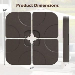 20 Inch Patio Offset Water Filled Plate Umbrella Base Sand-Coffee