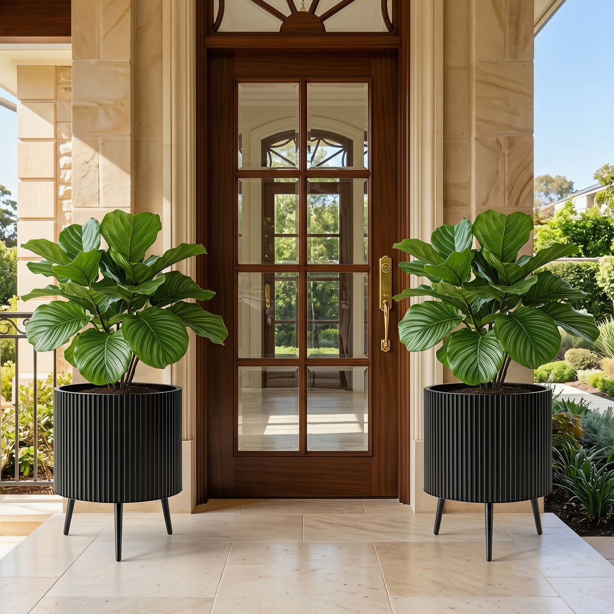 20 Inch Plant Pot with Stand and Tapered Legs for Garden