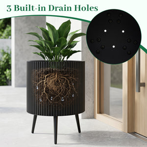 20 Inch Plant Pot with Stand and Tapered Legs for Garden