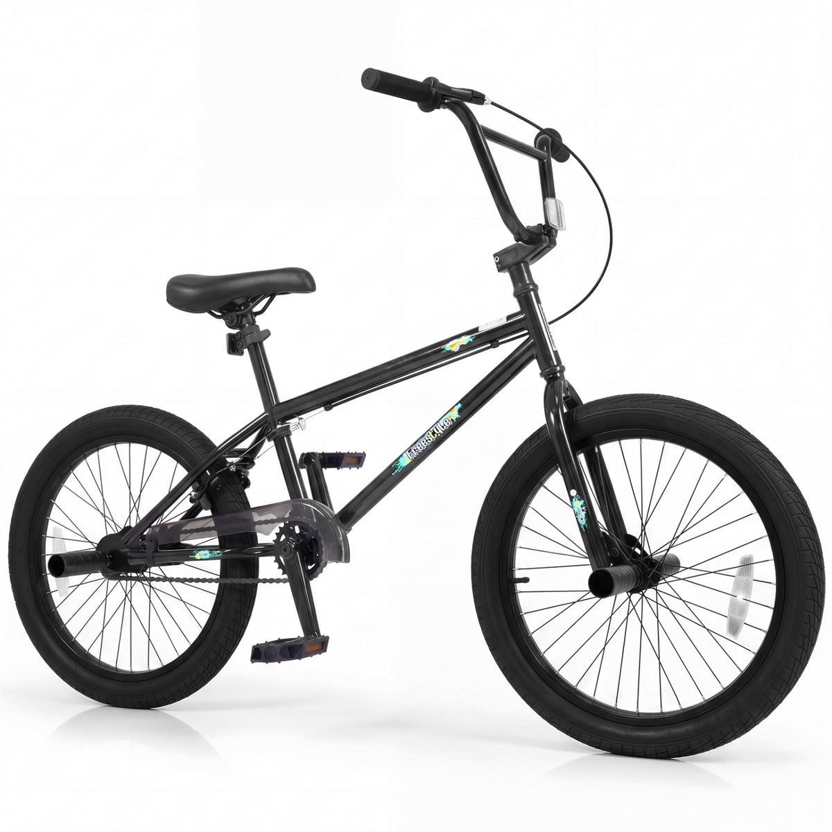 20 Inch Trick Bicycle with 270 Degree Steering and Adjustable Seat for Kids and Teens-Black