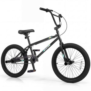 20 Inch Trick Bicycle with 270 Degree Steering and Adjustable Seat for Kids and Teens-Black