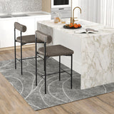 20 Inch Upholstered Bar Stools Set of 2 Counter Height Bar Chairs with  Backrest-Gray