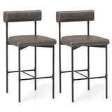 20 Inch Upholstered Bar Stools Set of 2 Counter Height Bar Chairs with  Backrest-Gray