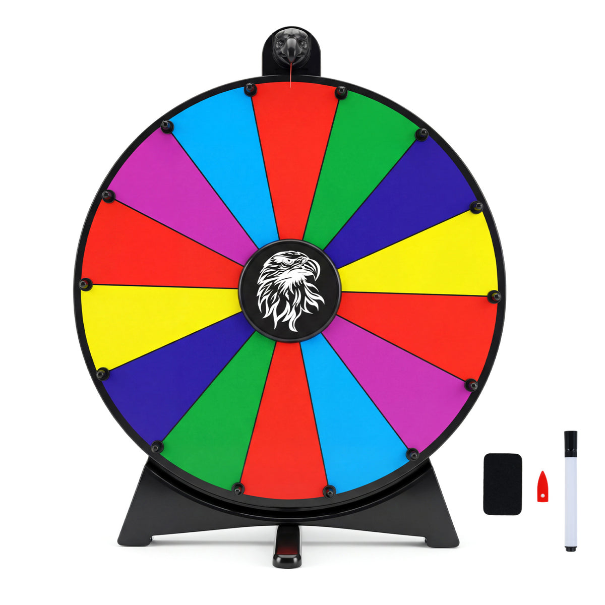 20 Inches 14 Slots Spin Wheel with Blackboard Marker for Prizes-Multicolor