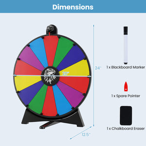 20 Inches 14 Slots Spin Wheel with Blackboard Marker for Prizes-Multicolor