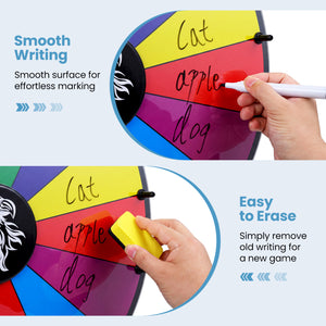 20 Inches 14 Slots Spin Wheel with Blackboard Marker for Prizes-Multicolor