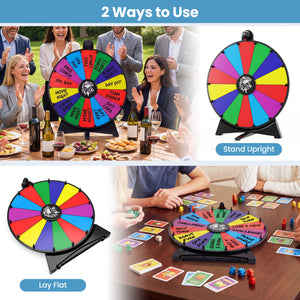 20 Inches 14 Slots Spin Wheel with Blackboard Marker for Prizes-Multicolor