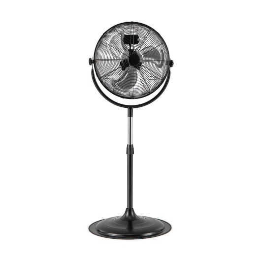 18 Inches High Velocity Pedestal Fan with 3 Speeds and Adjustable Height-Black