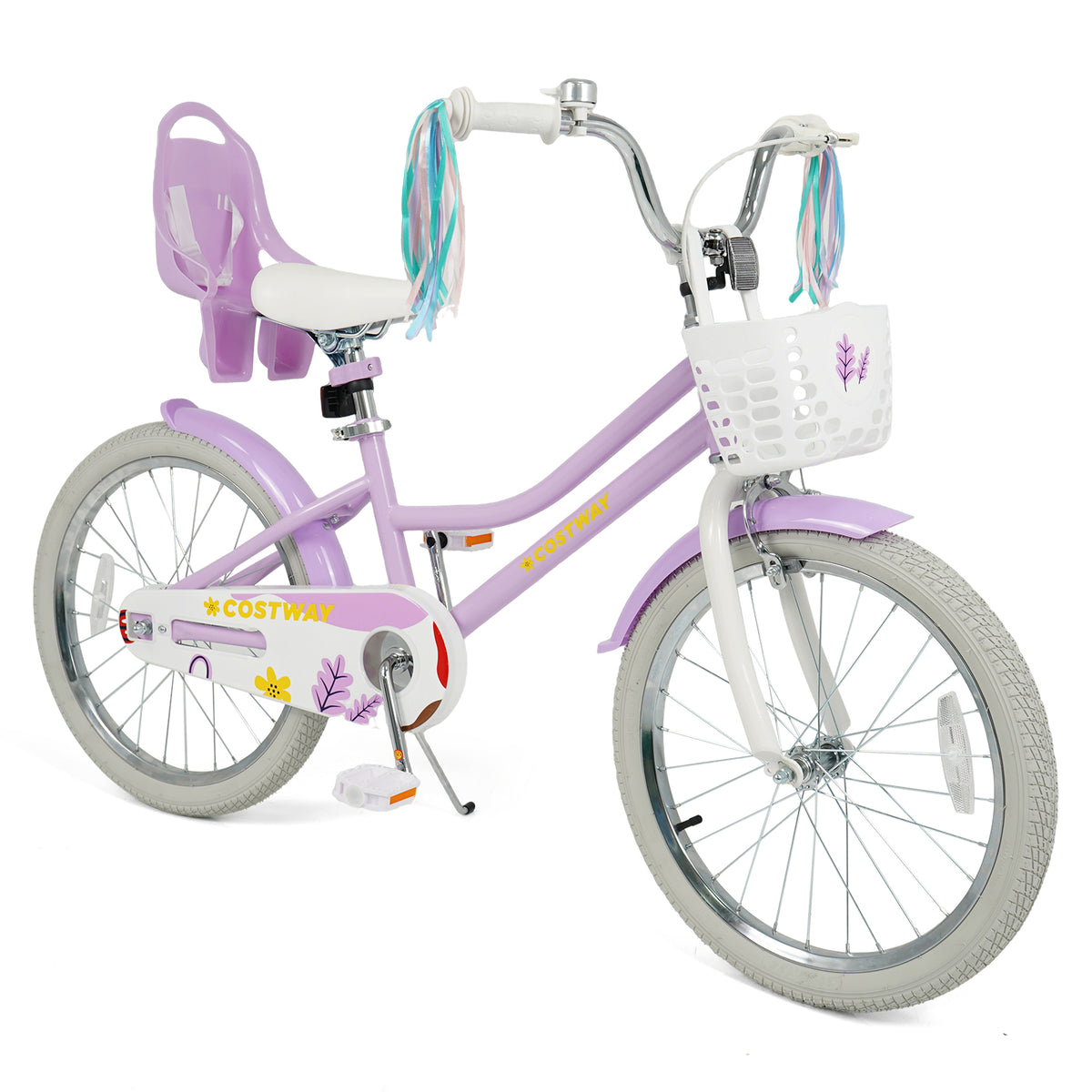 20 Inch Girls Bike Kids Bicycle with Doll Seat and Streamers for 8+ Years Old