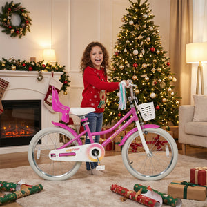20 Inch Kids Bike with Front Basket and 2 Brake System for 8+ Years Old Rose Red
