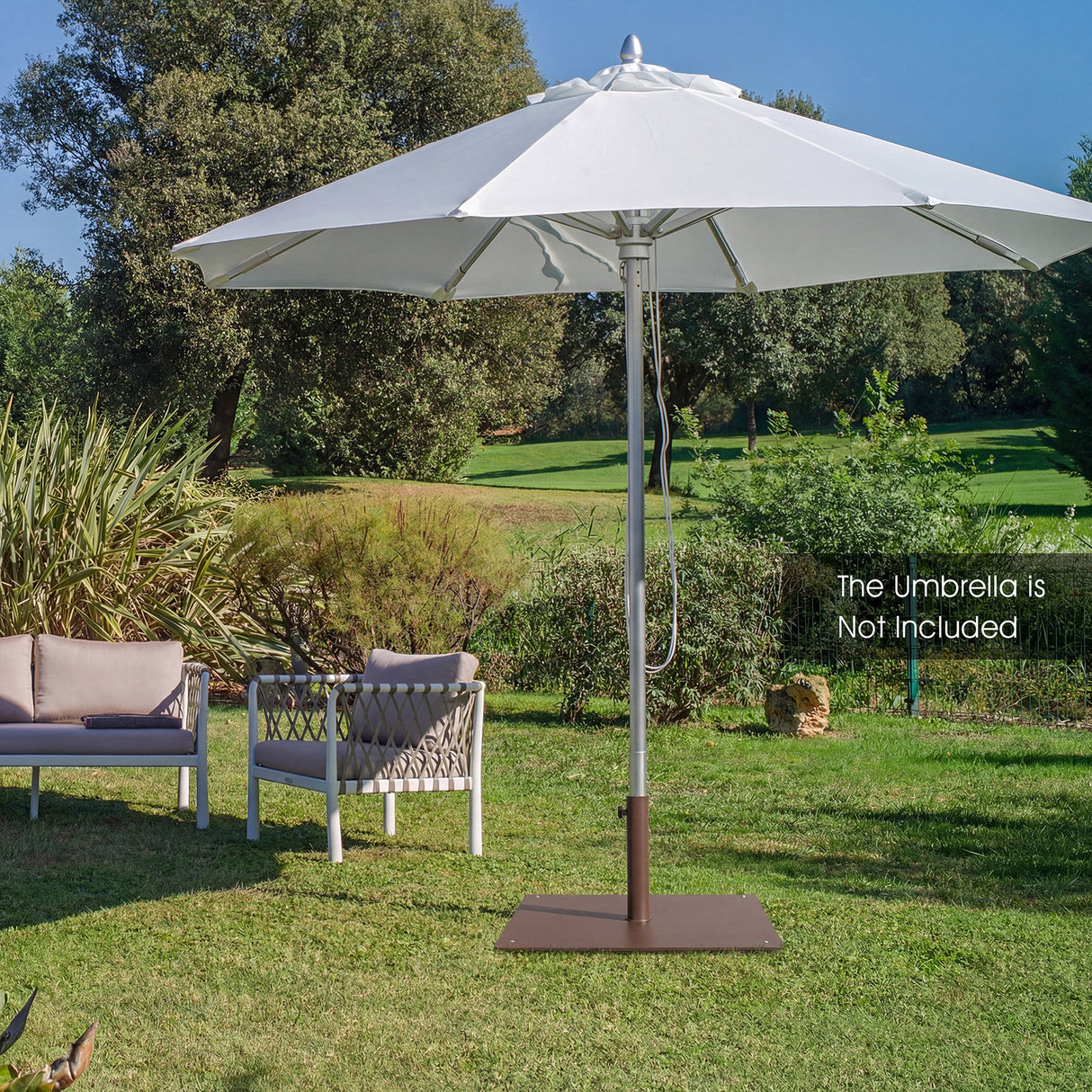 20 Inches Patio Umbrella Base Stand with 4 Adjustable Footpads-Brown