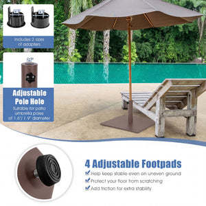 20 Inches Patio Umbrella Base Stand with 4 Adjustable Footpads-Brown