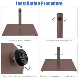 20 Inches Patio Umbrella Base Stand with 4 Adjustable Footpads-Brown