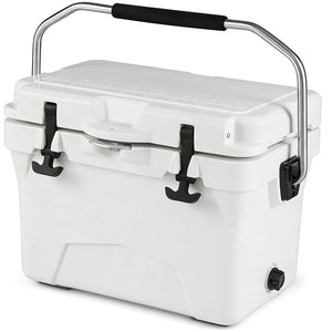 20 Quart Portable Hard Cooler with Built-in Ruler and Bottle-White