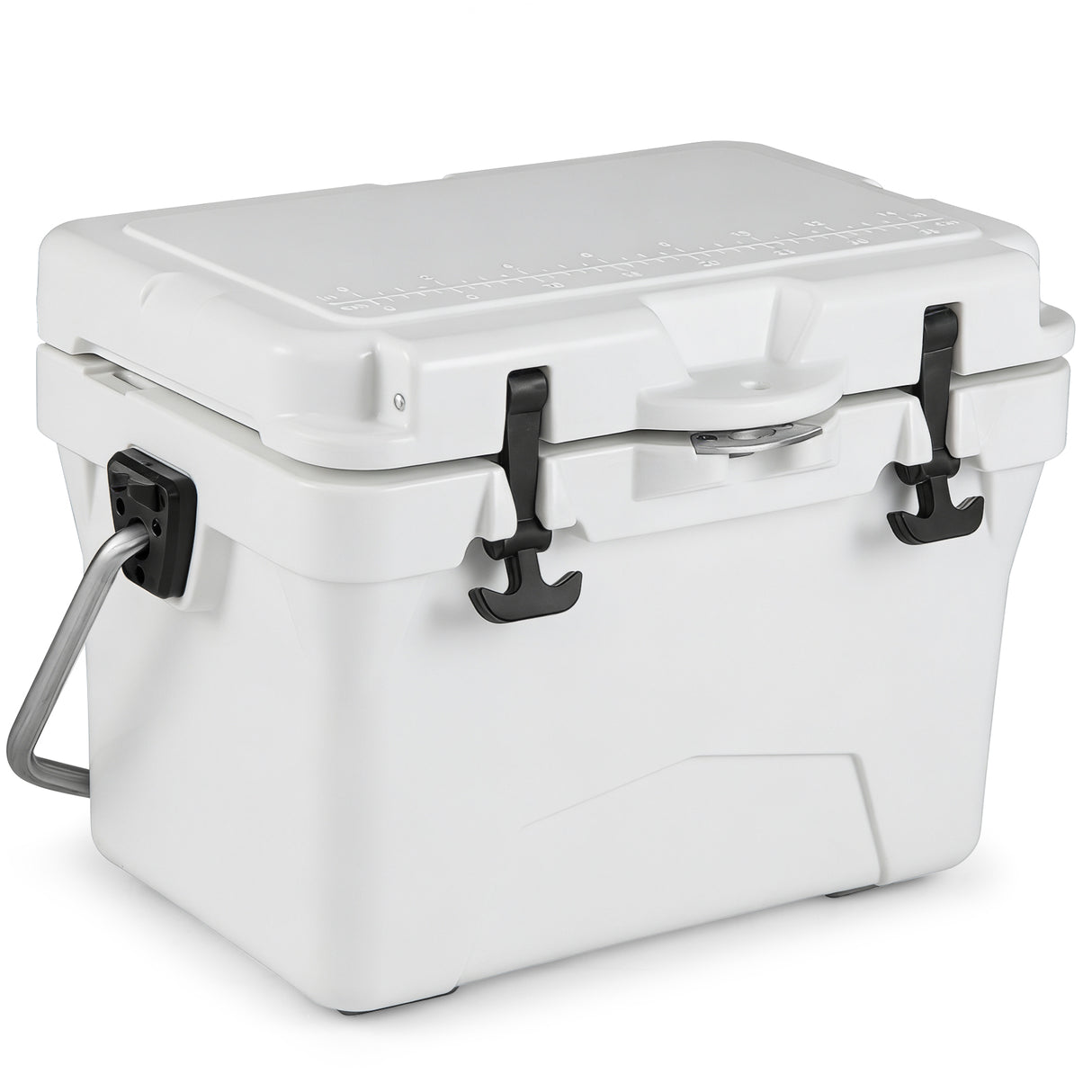 20 Quart Portable Hard Cooler with Built-in Ruler and Bottle-White