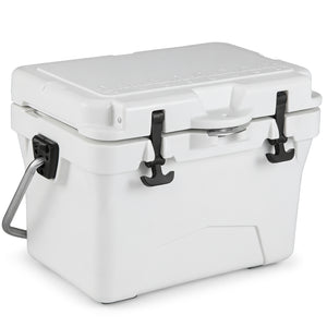 20 Quart Portable Hard Cooler with Built-in Ruler and Bottle-White