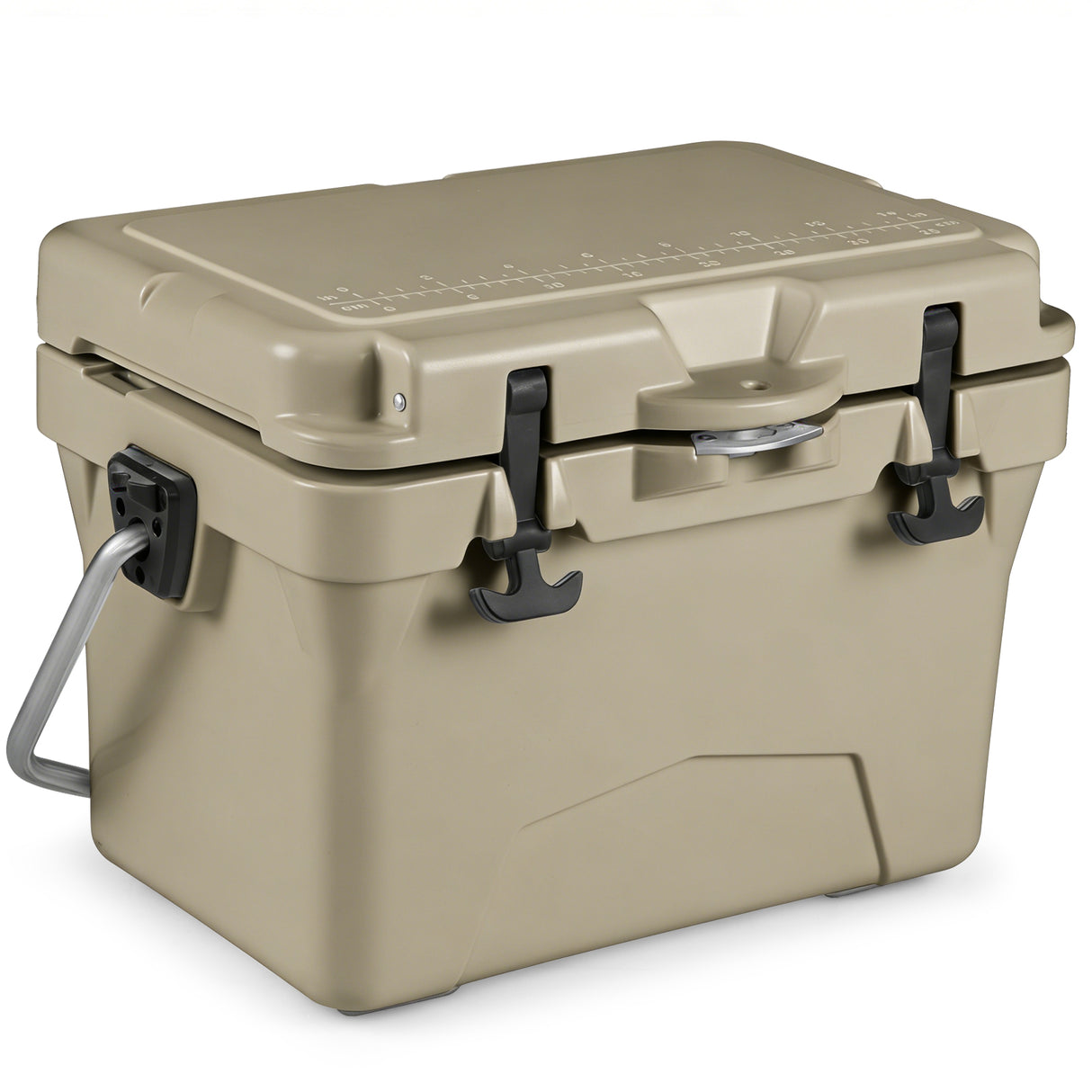 20 Quart Portable Hard Cooler with Built-in Ruler and Bottle-Khaki