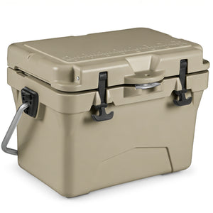 20 Quart Portable Hard Cooler with Built-in Ruler and Bottle-Khaki
