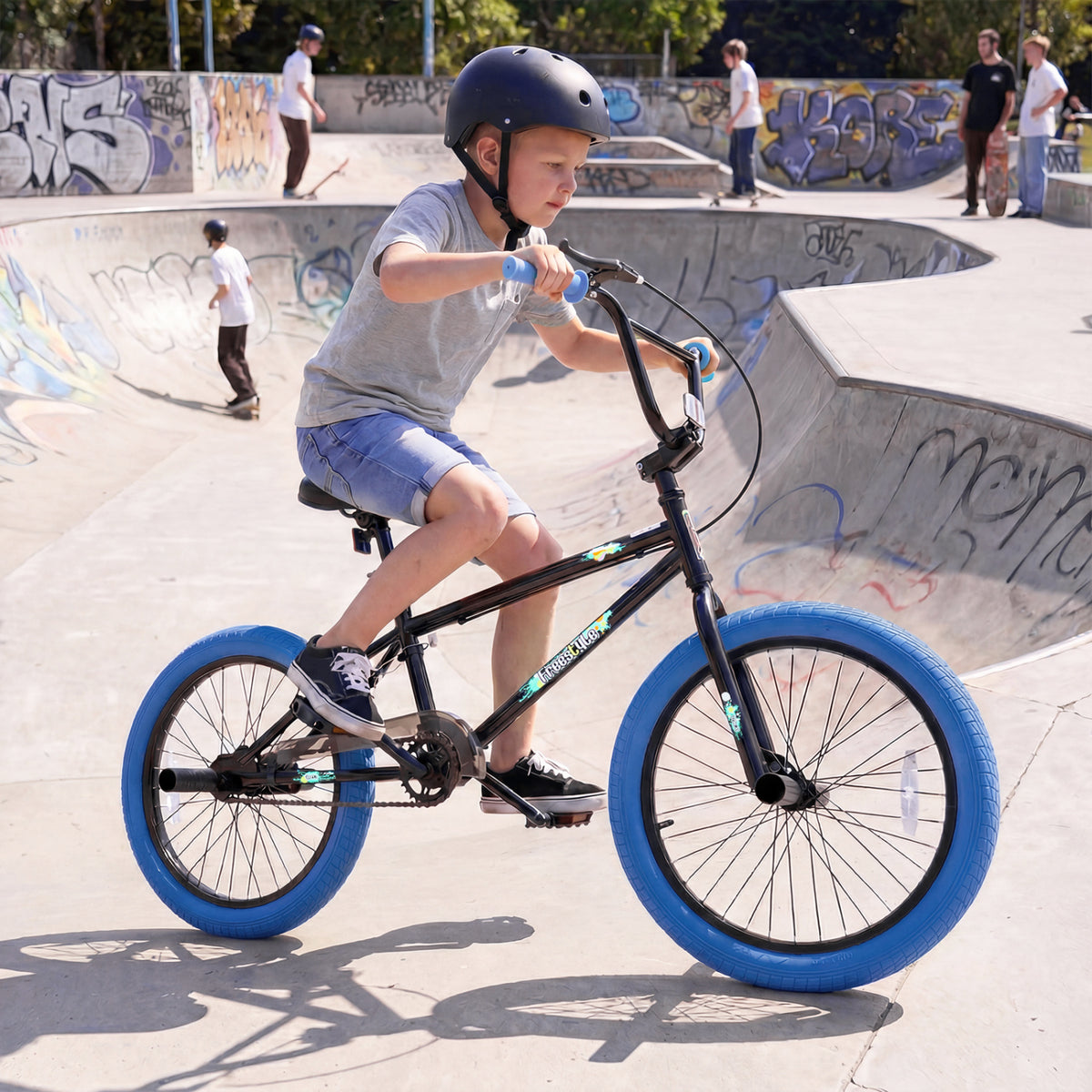 20" Trick Bicycle with 270 Degree Steering and Adjustable Seat for Kids and Teens-Navy