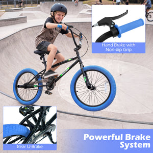20" Trick Bicycle with 270 Degree Steering and Adjustable Seat for Kids and Teens-Navy