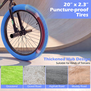 20" Trick Bicycle with 270 Degree Steering and Adjustable Seat for Kids and Teens-Navy