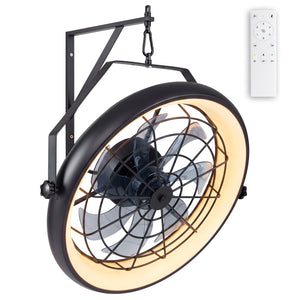 20â€ Wall Mounted Fan with Dimmable LED Light and 6 Wind Speeds-Black