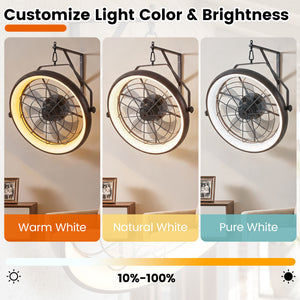 20â€ Wall Mounted Fan with Dimmable LED Light and 6 Wind Speeds-Black