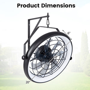 20â€ Wall Mounted Fan with Dimmable LED Light and 6 Wind Speeds-Black