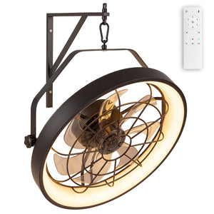 20â€ Wall Mounted Fan with 3CCT Dimmable LED Light and Timer-Black