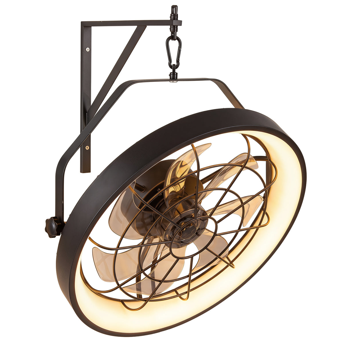 20â€ Wall Mounted Fan with 3CCT Dimmable LED Light and Timer-Black
